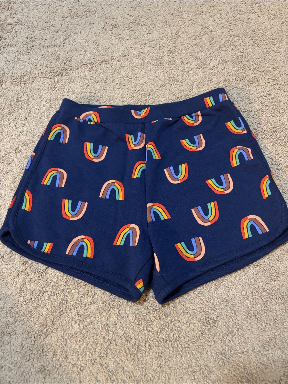 Girls' Hanna Andersson Navy Rainbow Print Shorts